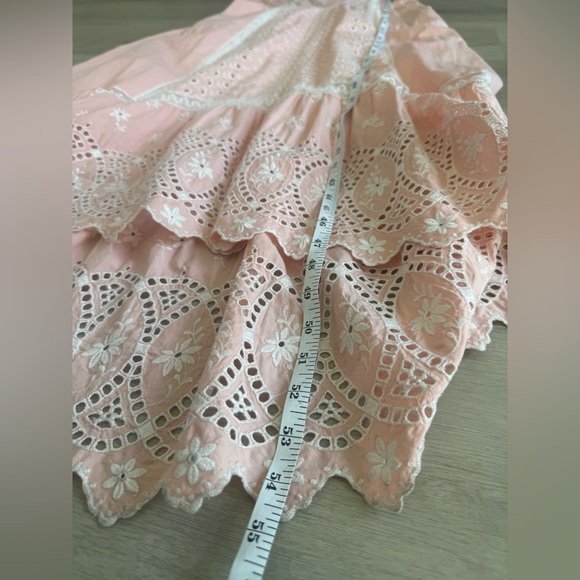 Love Shack Fancy Alwyn Eyelet Bubble Gum Pink Maxi Dress Embroidered Size 6 - Picture 4 of 15